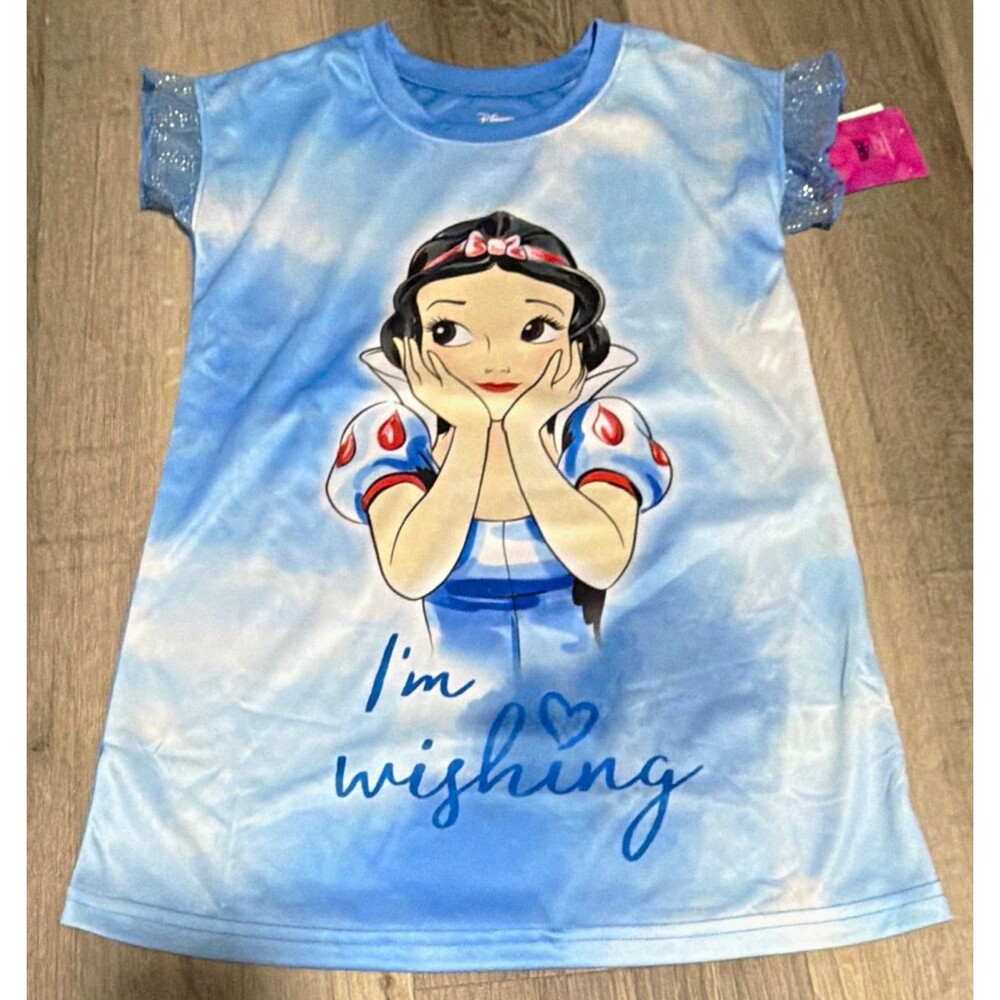 Disney Girls Snow White Satin Nightgown Blue/White Size 4 NWT A4